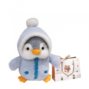 Плюшевая кукла милый пингвин высота 28см/35см/45см OU DI PIG, Blue+Bear Shopping Bag