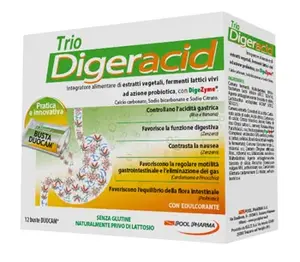 Trio Digeracid Добавка для сжигания и кислотности, 12 пакетиков без глютена Pool Pharma