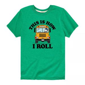 Футболка Peanuts для мальчиков 8–20 лет с рисунком «Вот как я катаю автобус» Licensed Character, зеленый