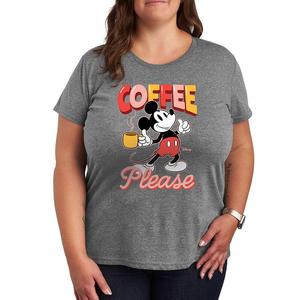 Футболка Disney's Mickey Mouse Plus Coffee Please с рисунком, цвет Heather Gray