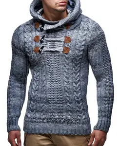 Мужской вязаный пуловер | Удлиненный худи приталенного кроя | Базовый зимний худи-свитер для мужчин Leif Nelson, серый