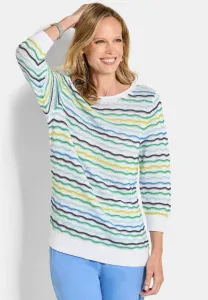 Пуловер pflegeleichter mit wellenmuster джемпер Goldner, Blue/Green Patterned