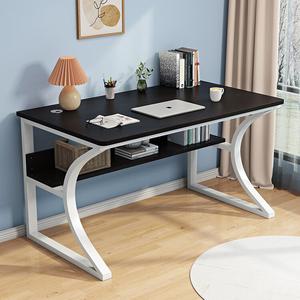 Стол компьютерный Xinmeikai, простой и современный домашний письменный стол, идеально подходит для съемных квартир, спальни и учебы студентов, белая рама с верхней панелью под черный орех, длина 140 см * ширина 60 см * высота 74см