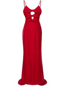 Alessandra Rich бархатное платье с бантом, красный