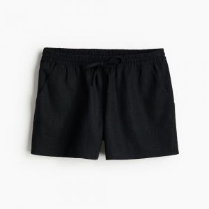 Шорты H&M Linen-blend Pull-on, черный