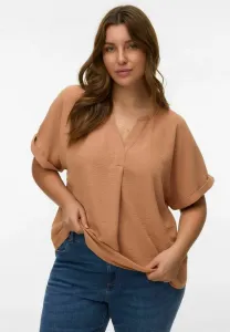 Блузка mit kurzen ärmeln vausschnitt Vero Moda Curve, Mocha Mousse