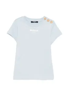 Футболка с пуговицами Balmain Kids, синий