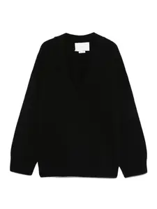 Джемпер в рубчик с V-образным вырезом Vanisè, черный