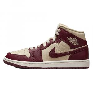 Кроссовки Nike Air Jordan 1 Mid SE, темно-красный/бежевый