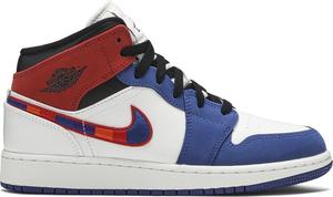 Кроссовки Air Jordan 1 MID SE GS Multicolored Swoosh, белый
