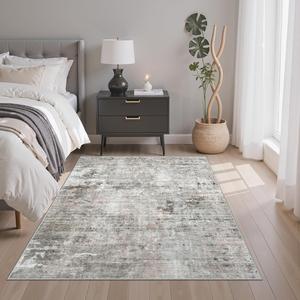 Ковёр Soalmost Washable для спальни, 153х92 см, розовый/серый