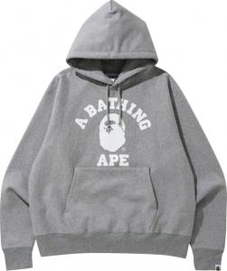 Худи BAPE Relaxed Classic College Pullover Hoodie 'Grey', серый