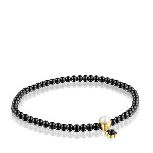 Браслет Tous Glory In Onyx And Silver Vermeil With Pearl, черный