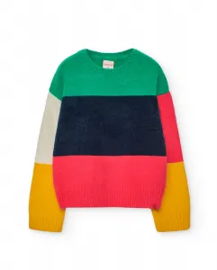 Детский джемпер с длинными рукавами и круглым вырезом Boboli, мультиколор