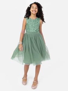 Детское платье миди без рукавов с пайетками Maya Deluxe, Deep Mint