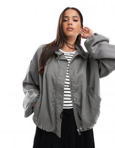 Куртка ASOS DESIGN с воротником-стойкой и сборками, антрацитового цвета