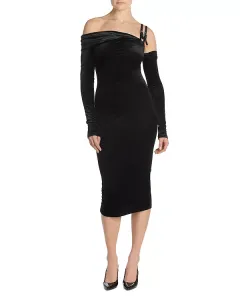 Бархатное ребристое платье Versace Jeans Couture, черный