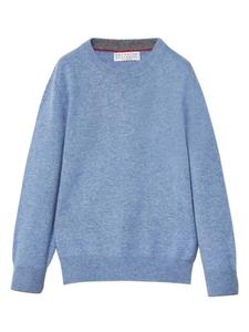 Brunello Cucinelli Kids кашемировый джемпер тонкой вязки, синий