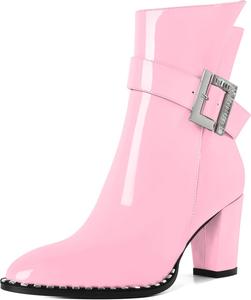 Женские ботильоны Eldof с округлым носком, массивным каблуком, бусинами, осенние короткие ботинки с пряжкой, боковой молнией, каблук 7,5 см