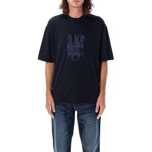 Футболка с вышивкой собаки EMPORIO ARMANI, морской синий