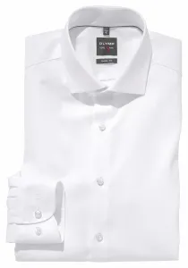 Деловая рубашка OLYMP "Level Five Body Fit", тканый узор, элегантный блеск, цвет Weiß-Strukturiert