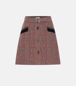 Юбка из смесовой шерсти в клетку Miu Miu, Rosso