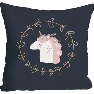 Декоративная подушка queence Единорог, наволочка без наполнителя, 1 штука Queence, Bunt + bedruckt