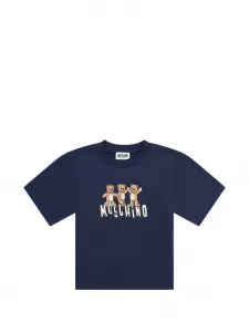 Футболка с принтом медведя Moschino Kids, синий