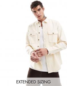 ASOS DESIGN – хлопковая куртка-рубашка бежевого цвета