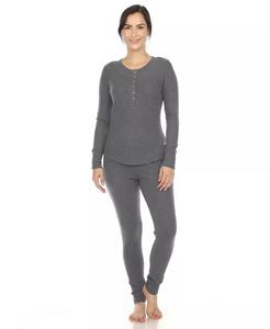 Женский вафельный пижамный комплект White Mark, синий