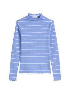 Marc O'Polo DENIM Приталенная футболка с длинными рукавами в рубчик, средне-синего цвета