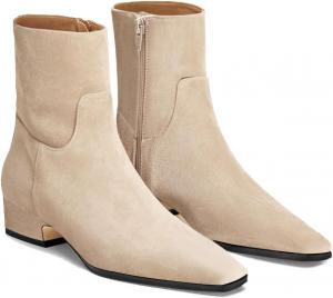 Женские ботильоны Coutgo с низким каблуком, квадратным носком и массивным каблуком, боковой молнией, нарядные осенние ботинки, Nude