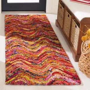 Ковер-дорожка SAFAVIEH, 69 x 305 см, коллекции Nantucket, Multi, ручной работы бохо абстрактный хлопок, идеален для помещений с высокой проходимостью в гостиной, спальне (NAN511A)