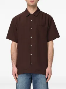 Рубашка с коротким рукавом и накладным карманом Roy A.P.C., коричневый