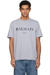 Balmain Серая футболка с принтом "Balmain"
