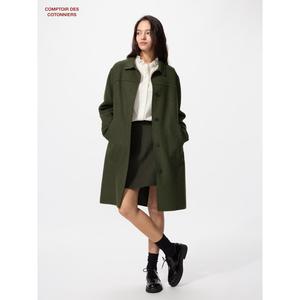 Пальто женское Uniqlo длинное, 59 темно-зеленый