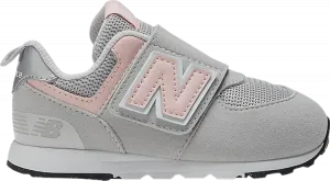 Детские кроссовки New Balance 574 NEW-B Hook & Loop Wide, серый/розовый