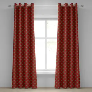 Шторы на люверсах ABAKUHAUS в этническом стиле с рисунком мандалы, этническими цветами и кругами на бордовом фоне, декоративные двухпанельные шторы, 280 x 225 см, коричневый и бирюзовый цвета