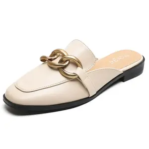 Lan Miao Женские противоскользящие тапочки с закрытым носком на резиновой подошве абрикос, цвет Apricot