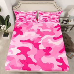 Erosebridal Комплект постельного белья Girls Camouflage с розовым абстрактным принтом в стиле милитари, Camo 04