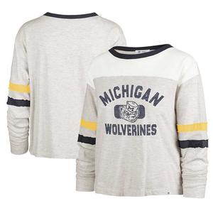 Женская футболка '47 Oatmeal Michigan Wolverines Vault All Class Lena с длинными рукавами, цвет Mic Multi
