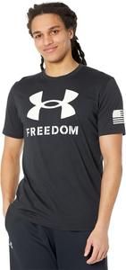 Новая мужская футболка с логотипом Freedom от Under Armour, Black (001)/White