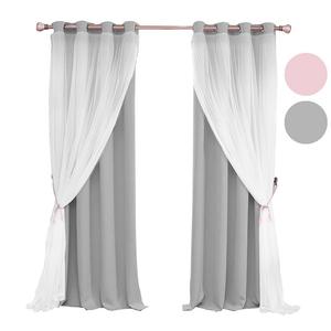 1 шт., вуаль с люверсами для детской комнаты, двухслойная, непрозрачная, затемняющая штора с люверсами, штора с люверсами для спальни девочек, 132 x 243 см, розовая easy home, серый