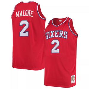 Мужская майка Mitchell & Ness Moose Malone Red Philadelphia 76ers Big & Tall Hardwood Classics