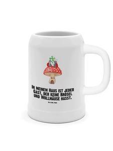 Пивная кружка с божьей коровкой и мухомором с надписью на белом фоне Mr. & Mrs. Panda