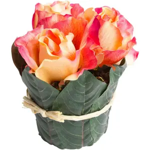 Искусственный цветок Botanic-Hau «большая композиция из роз, завернутая в листья» Botanic-Haus, цвет orange