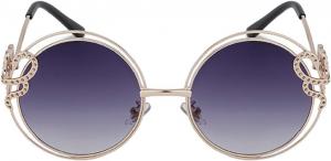 Большие круглые солнцезащитные очки для женщин 2024 года, роскошные солнцезащитные очки в металлической оправе для женщин, модные очки с защитой от УФ-излучения 1999 года Melrose, Grey