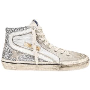 Женские кроссовки Golden Goose Slide с серебристым блеском