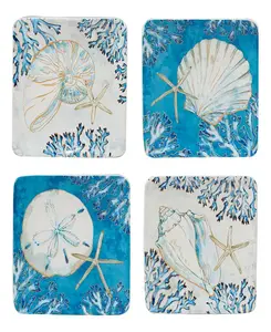 Набор из 4 тарелок для канапе Playa Shells Certified International, multicolor