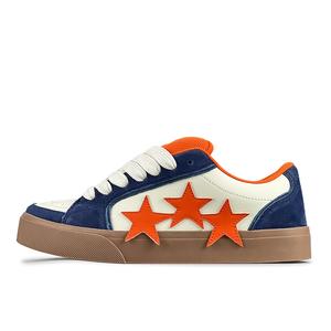 LuzaoT Низкие кроссовки для скейтбординга SUPER DRAG Coverage с противоскользящим покрытием и износостойкими вставками, унисекс, темно-синие, оранжевые